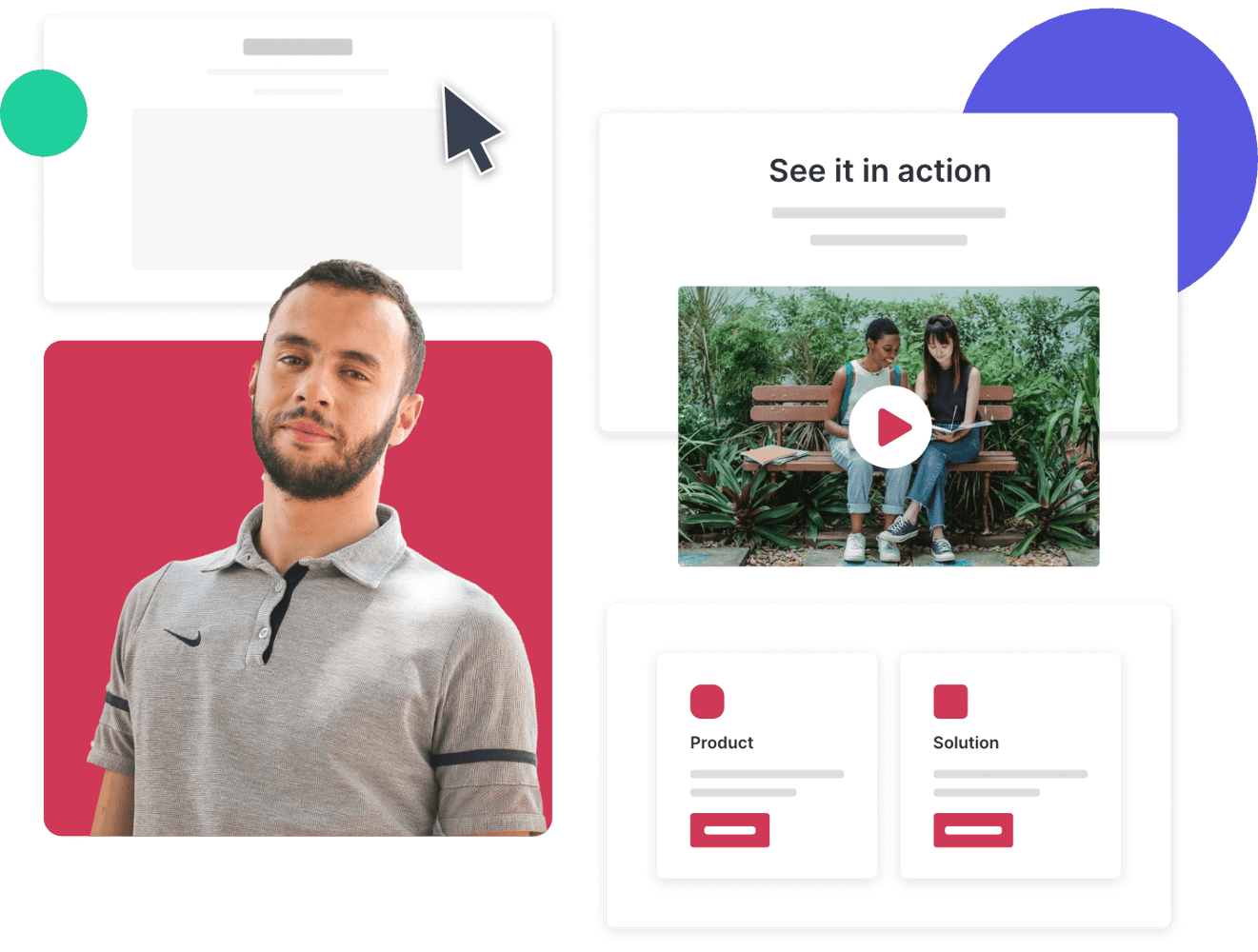 person with site and video screenshots
