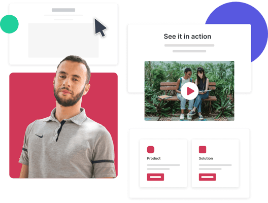 person with site and video screenshots